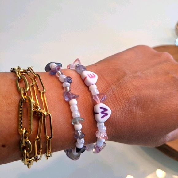 Set of 2 bracelets. Natural stone & acyclic beads - Picture 4 of 9
